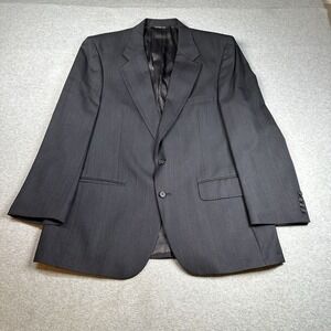 Vintage Burberrys Men's‎ 44R Black Red Pinstriped Wool Blazer Jacket Saks USA